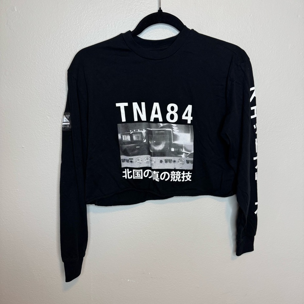 Aritzia Tna Japan Cropped Long Sleeve Graphic Tee Shirt Streetwear